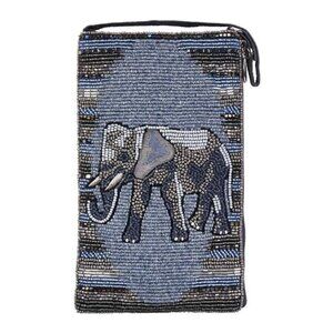 Bamboo Trading Company Beaded Club Bag Purse Shoulder Strap - Grey Elephant NWT